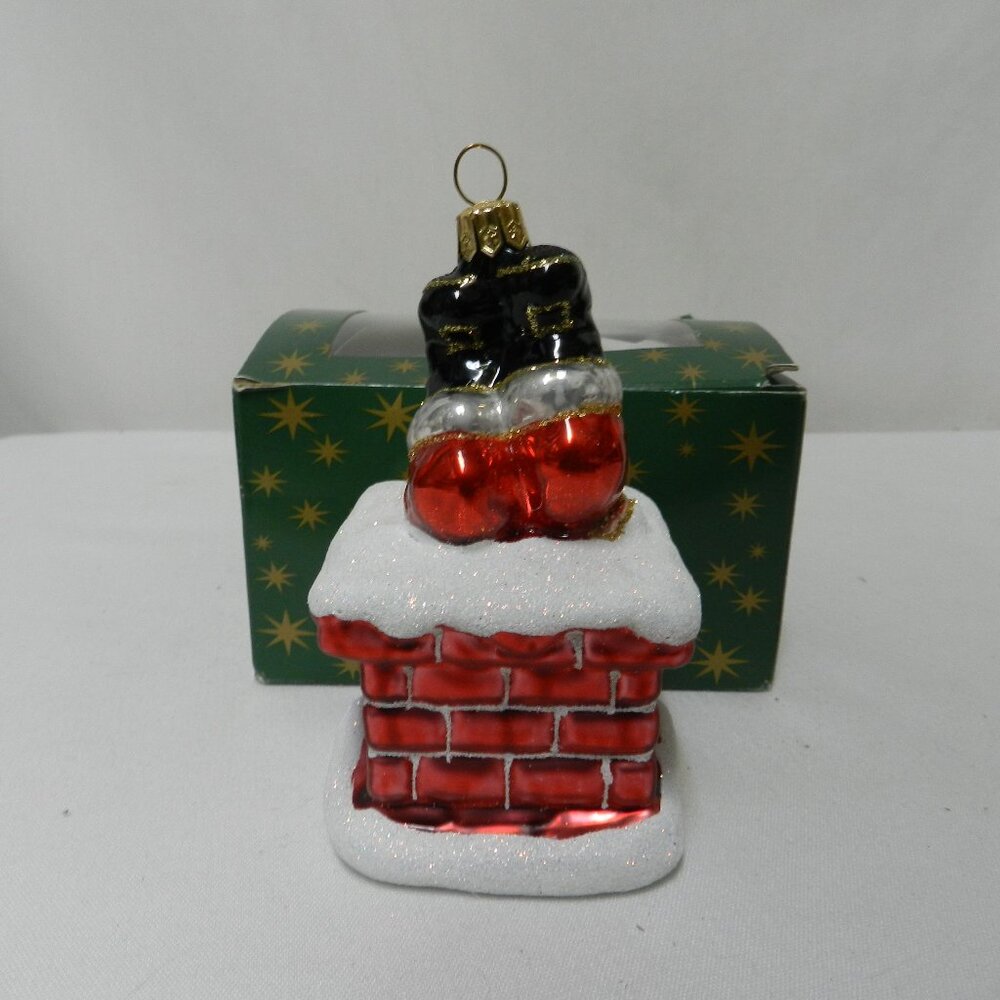 Impuls Santa Claus Chimney Hand Blown & Painted glass Christmas ornament Poland